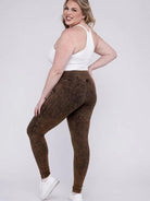 Plus Washed-Out High-Waist Yoga Leggings-Women's Clothing-Shop Z & Joxa