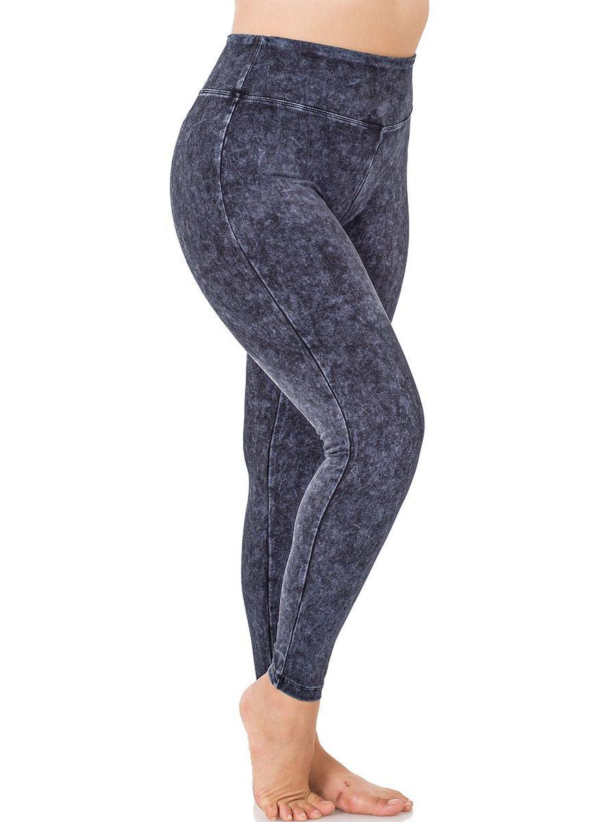 Plus Washed-Out High-Waist Yoga Leggings-Women's Clothing-Shop Z & Joxa