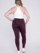 Plus Washed-Out High-Waist Yoga Leggings-Women's Clothing-Shop Z & Joxa