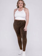 Plus Washed-Out High-Waist Yoga Leggings-Women's Clothing-Shop Z & Joxa