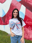 Plus Watercolor America Patriotic Bow Graphic Tee-Women's Clothing-Shop Z & Joxa