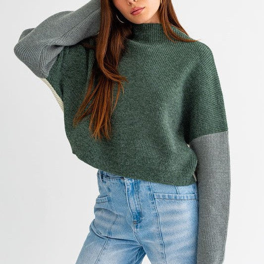 Pop of Color Oversized Long Sleeve Color Block Sweater-Women's Clothing-Shop Z & Joxa