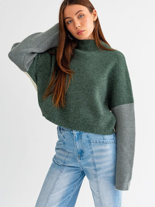 Pop of Color Oversized Long Sleeve Color Block Sweater-Women's Clothing-Shop Z & Joxa