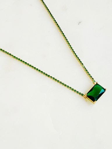 Precious Memories Emerald Cut Pendant Tennis Necklace-Women's Accessories-Shop Z & Joxa
