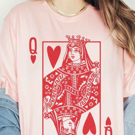 Queen of Hearts Graphic Tee in Pink-Women's Clothing-Shop Z & Joxa