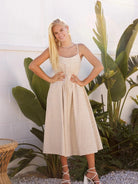 Queens Don't Do Drama Corduroy Gridline Midi Dress-Women's Dresses-Shop Z & Joxa