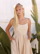 Queens Don't Do Drama Corduroy Gridline Midi Dress-Women's Dresses-Shop Z & Joxa