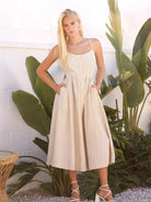 Queens Don't Do Drama Corduroy Gridline Midi Dress-Women's Dresses-Shop Z & Joxa