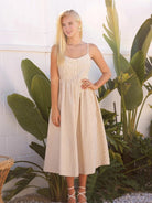 Queens Don't Do Drama Corduroy Gridline Midi Dress-Women's Dresses-Shop Z & Joxa