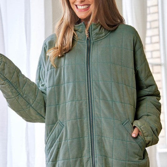 Quilted Luxury Soft and Comfy Zip Shacket-Women's Clothing-Shop Z & Joxa