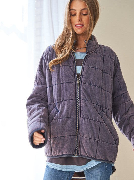 Quilted Luxury Soft and Comfy Zip Shacket-Women's Clothing-Shop Z & Joxa