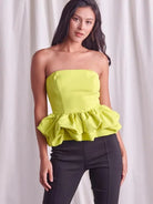 Radiant and Cheerful Strapless Ruffle Top-Women's Clothing-Shop Z & Joxa