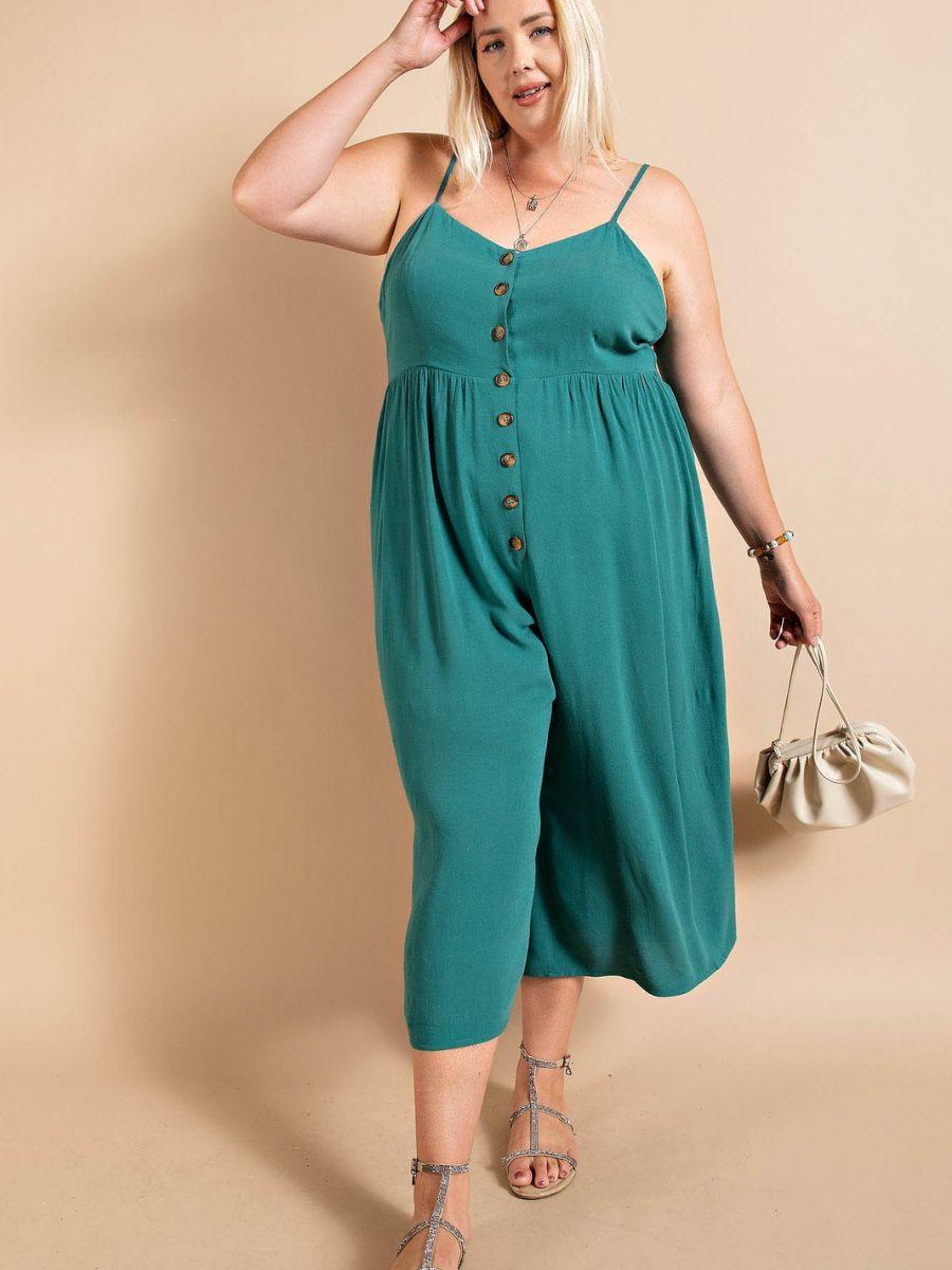 Rayon Crepe Summer Jumpsuit in Jade-Women's Clothing-Shop Z & Joxa