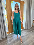 Rayon Crepe Summer Jumpsuit in Jade-Women's Clothing-Shop Z & Joxa