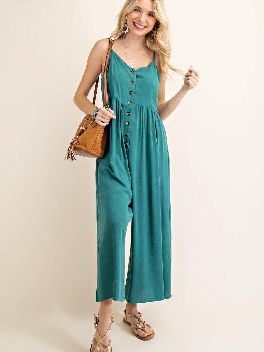 Rayon Crepe Summer Jumpsuit in Jade-Women's Clothing-Shop Z & Joxa