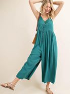 Rayon Crepe Summer Jumpsuit in Jade-Women's Clothing-Shop Z & Joxa