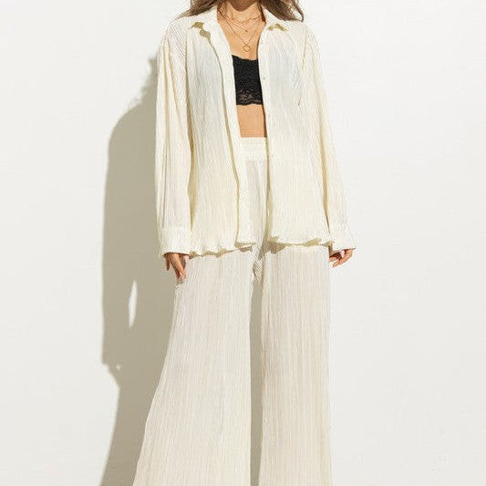 Ready for the Day Pleated Blouse Pants Set