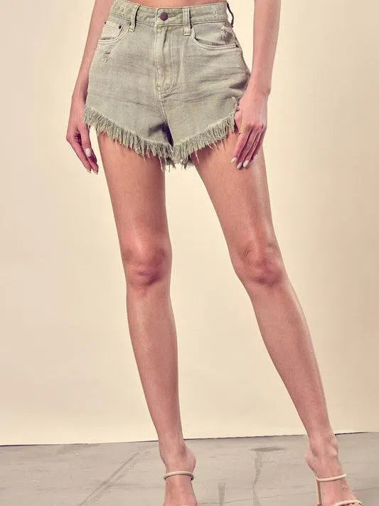 Rebellious Style Fringe Hem Denim Shorts-Women's Shorts-Shop Z & Joxa