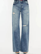 Retro Edge Distressed High-Rise Bootcut Jeans by Kancan-Women's Jeans-Shop Z & Joxa