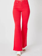 Retro Fire High-Waisted Red Flare Jeans by Judy Blue-Women's Jeans-Shop Z & Joxa