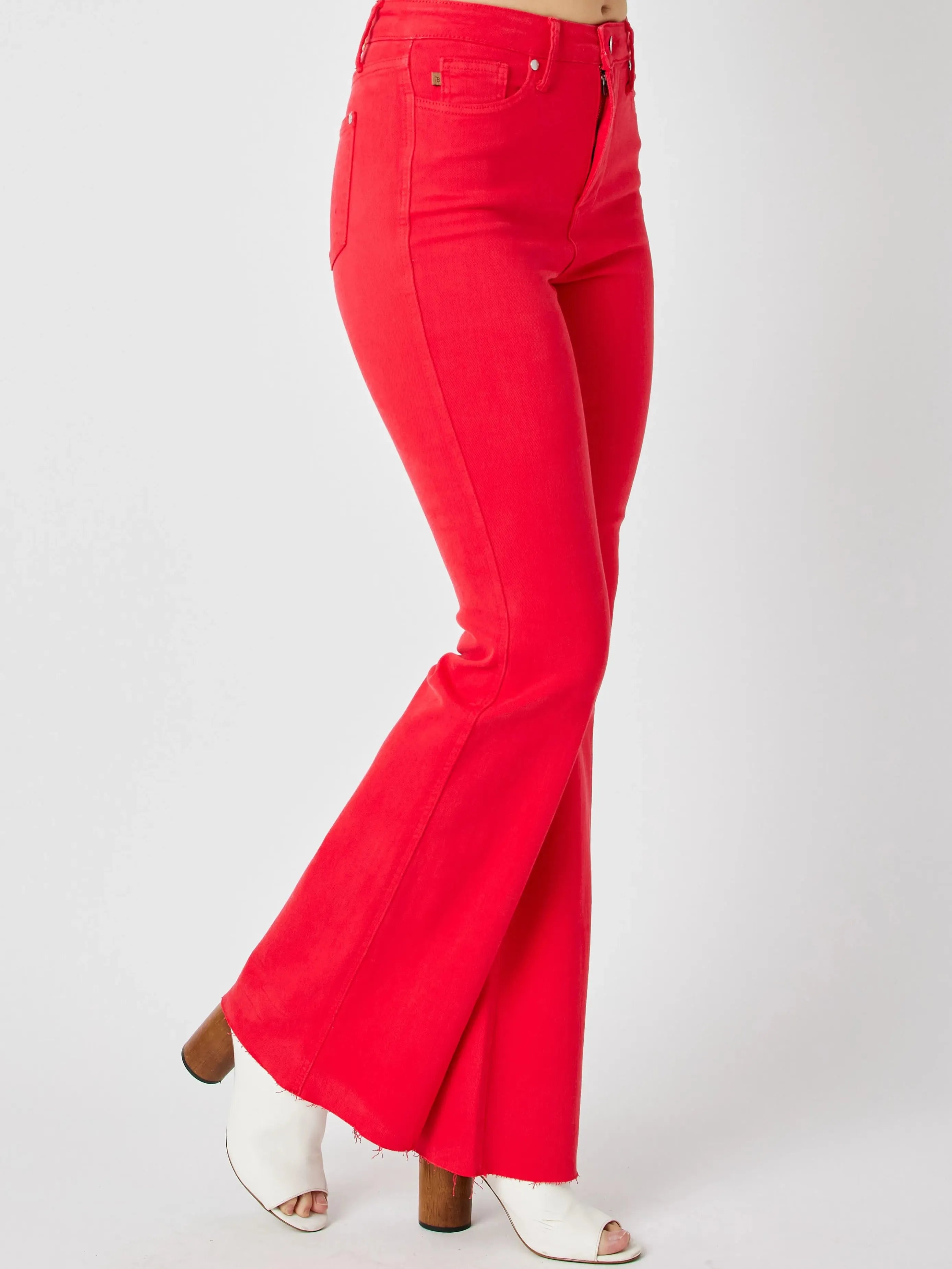 Retro Fire High-Waisted Red Flare Jeans by Judy Blue-Women's Jeans-Shop Z & Joxa