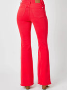 Retro Fire High-Waisted Red Flare Jeans by Judy Blue-Women's Jeans-Shop Z & Joxa