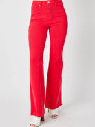 Retro Fire High-Waisted Red Flare Jeans by Judy Blue-Women's Jeans-Shop Z & Joxa