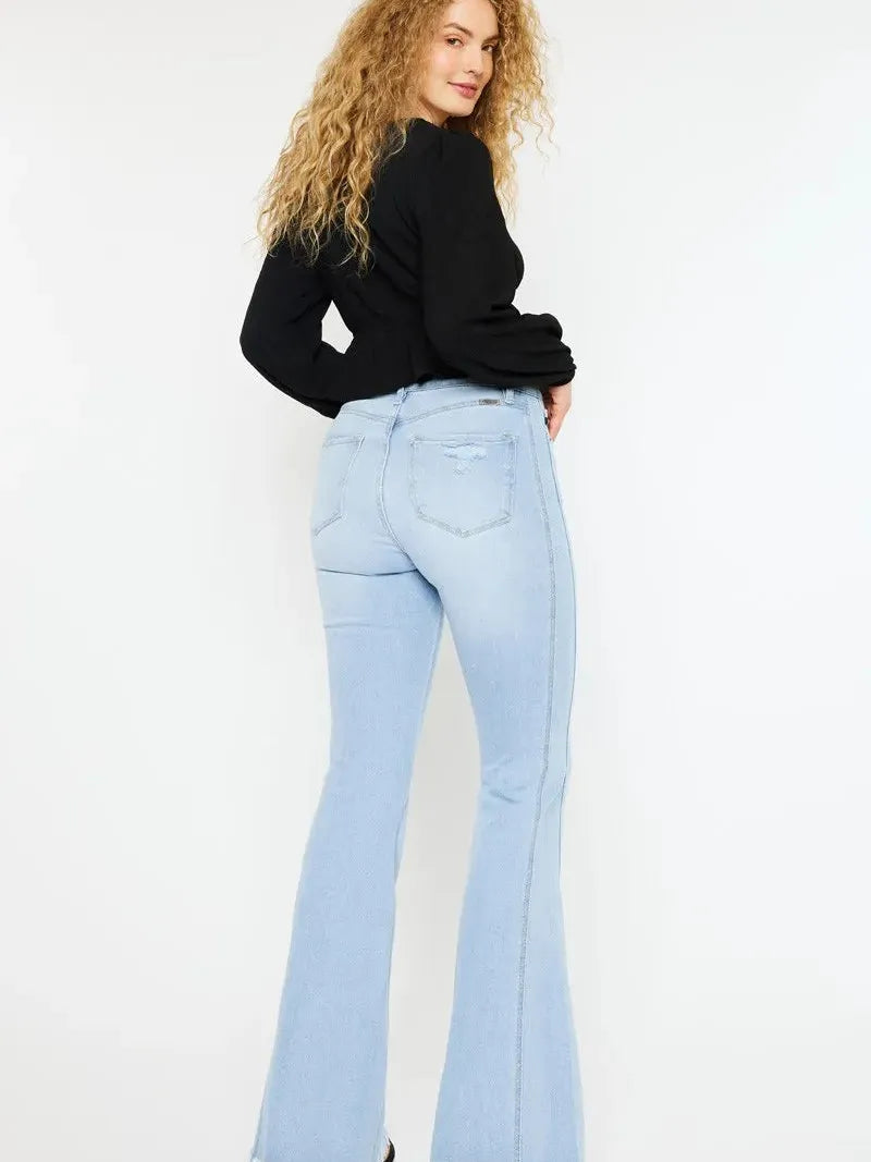 Retro Vibes High Rise Curvy Flare Jeans by Kancan-Women's Jeans-Shop Z & Joxa