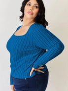 Ribbed and Ready Everyday Long Sleeve Tee by Basic Bae-Women's Shirts & Tops-Shop Z & Joxa