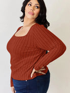 Ribbed and Ready Everyday Long Sleeve Tee by Basic Bae-Women's Shirts & Tops-Shop Z & Joxa