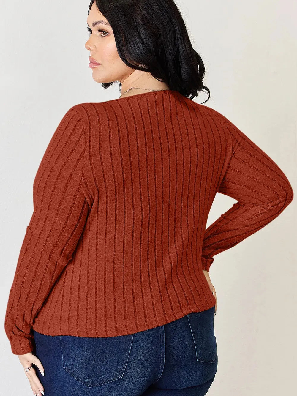 Ribbed and Ready Everyday Long Sleeve Tee by Basic Bae-Women's Shirts & Tops-Shop Z & Joxa