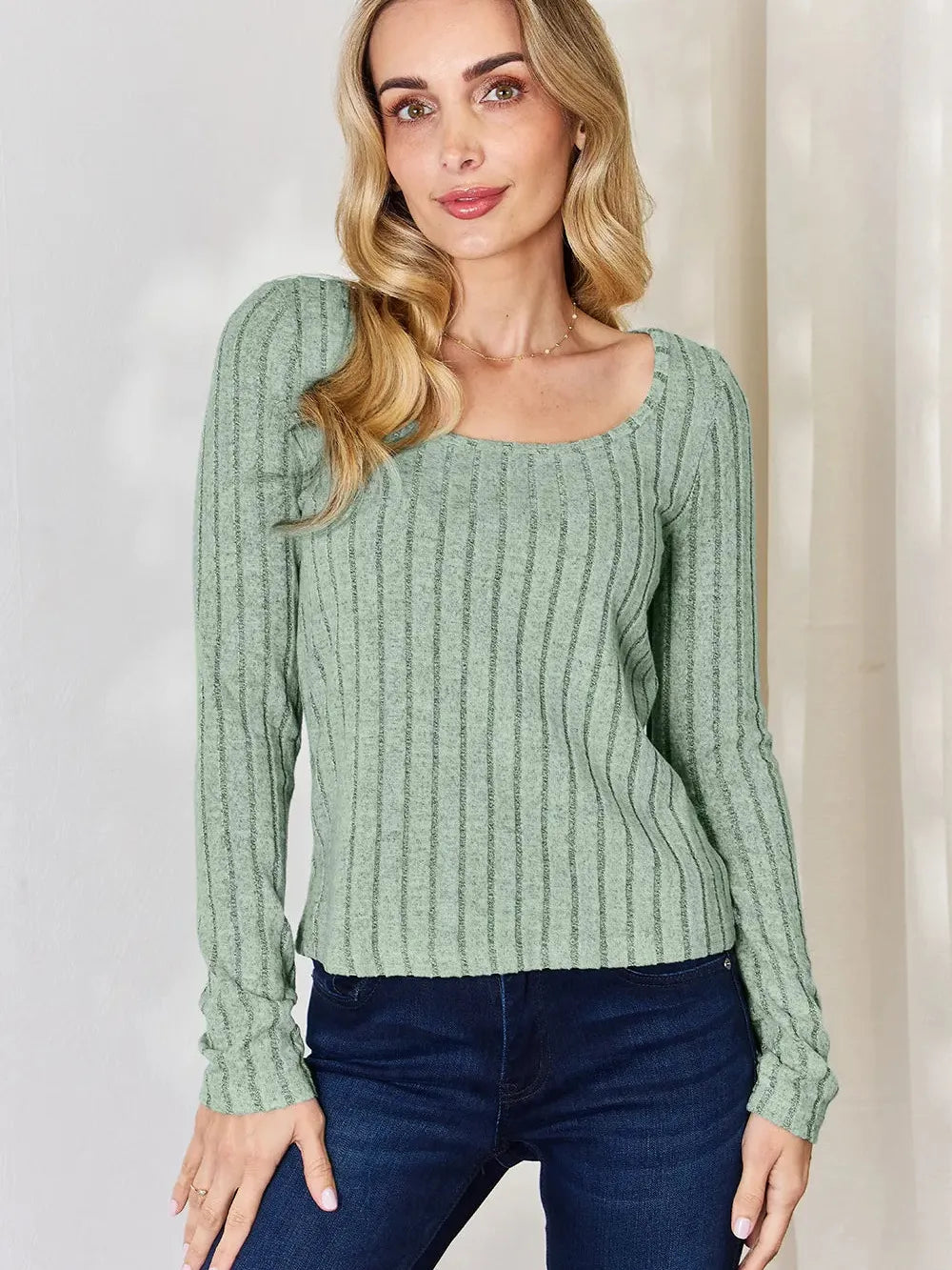 Ribbed and Ready Everyday Long Sleeve Tee by Basic Bae-Women's Shirts & Tops-Shop Z & Joxa