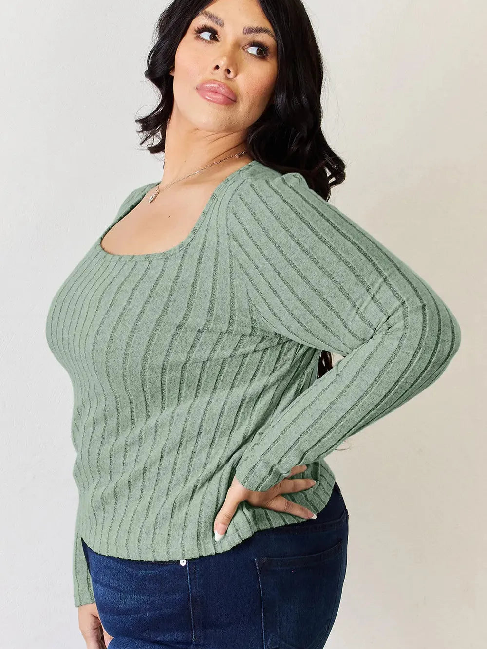 Ribbed and Ready Everyday Long Sleeve Tee by Basic Bae-Women's Shirts & Tops-Shop Z & Joxa