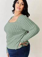 Ribbed and Ready Everyday Long Sleeve Tee by Basic Bae-Women's Shirts & Tops-Shop Z & Joxa