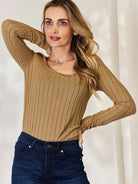 Ribbed and Ready Everyday Long Sleeve Tee by Basic Bae-Women's Shirts & Tops-Shop Z & Joxa