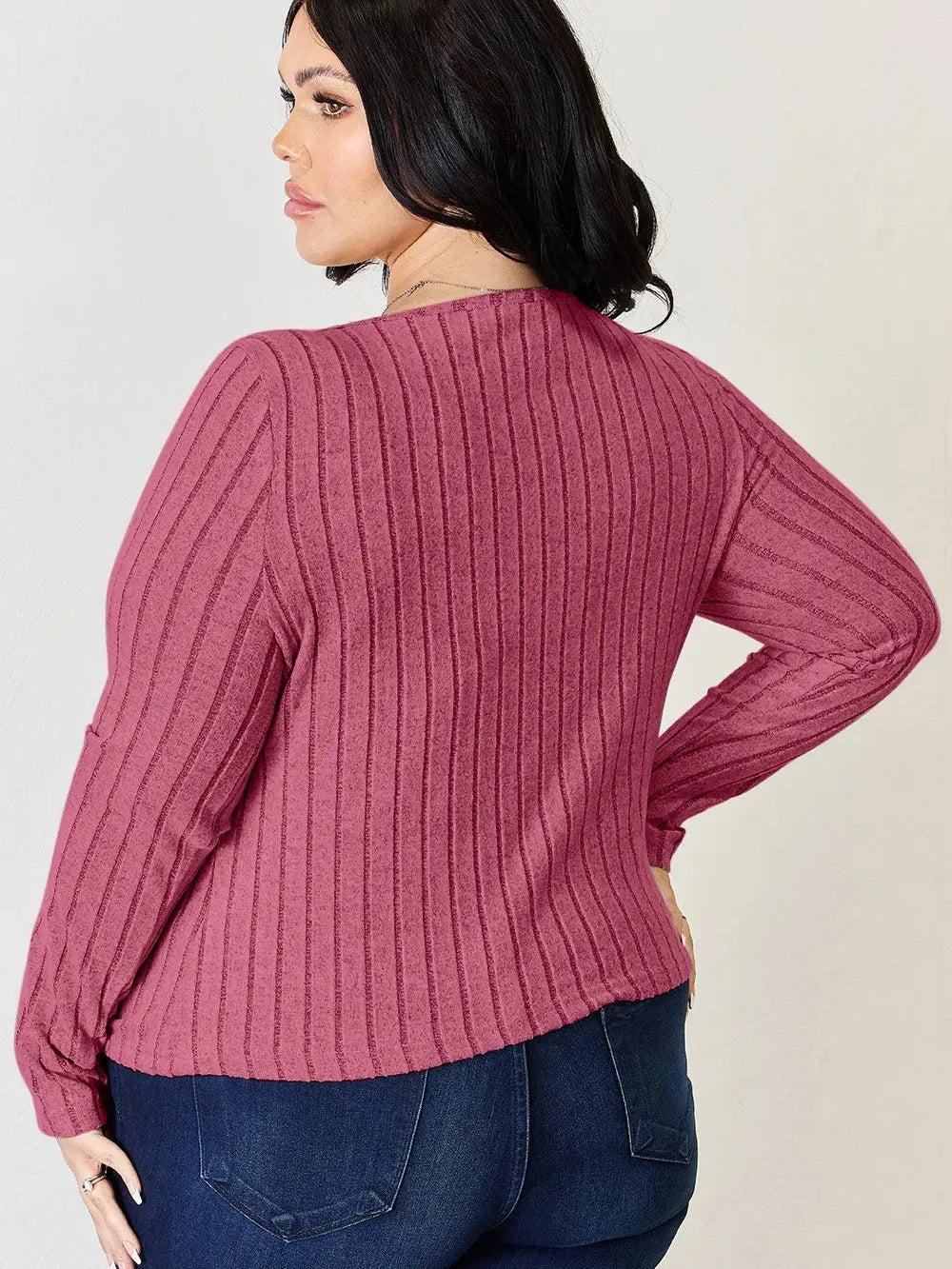 Ribbed and Ready Everyday Long Sleeve Tee by Basic Bae-Women's Shirts & Tops-Shop Z & Joxa