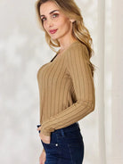 Ribbed and Ready Everyday Long Sleeve Tee by Basic Bae-Women's Shirts & Tops-Shop Z & Joxa