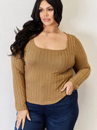 Ribbed and Ready Everyday Long Sleeve Tee by Basic Bae-Women's Shirts & Tops-Shop Z & Joxa