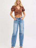 Risen Baggy Babe High-Rise Jeans in Medium Stone-Women's Jeans-Shop Z & Joxa