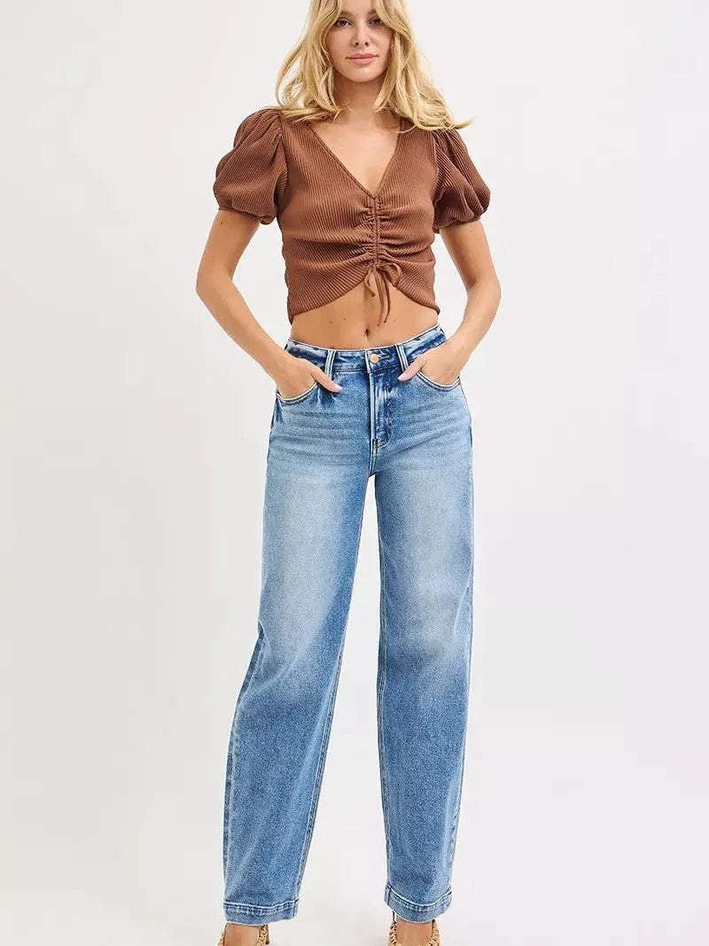 Risen Baggy Babe High-Rise Jeans in Medium Stone-Women's Jeans-Shop Z & Joxa