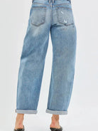 Risen Barrel Beat Mid Rise Ankle Length Barrel Cuffed Jeans-Women's Jeans-Shop Z & Joxa