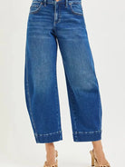 Risen Barrel Bliss High Rise Dark Wash Barrel Cropped Jeans-Women's Jeans-Shop Z & Joxa