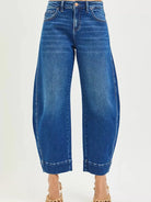 Risen Barrel Bliss High Rise Dark Wash Barrel Cropped Jeans-Women's Jeans-Shop Z & Joxa