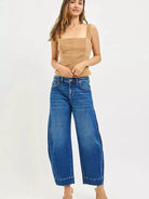 Risen Barrel Bliss High Rise Dark Wash Barrel Cropped Jeans-Women's Jeans-Shop Z & Joxa