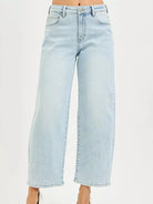 Risen Barrel Bliss High Rise Light Wash Barrel Cropped Jeans-Women's Jeans-Shop Z & Joxa