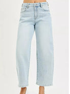 Risen Barrel Bliss High Rise Light Wash Barrel Cropped Jeans-Women's Jeans-Shop Z & Joxa