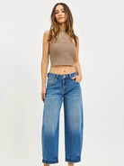 Risen Barrel Fade High Rise Slouchy Cropped Barrel Jeans-Women's Jeans-Shop Z & Joxa