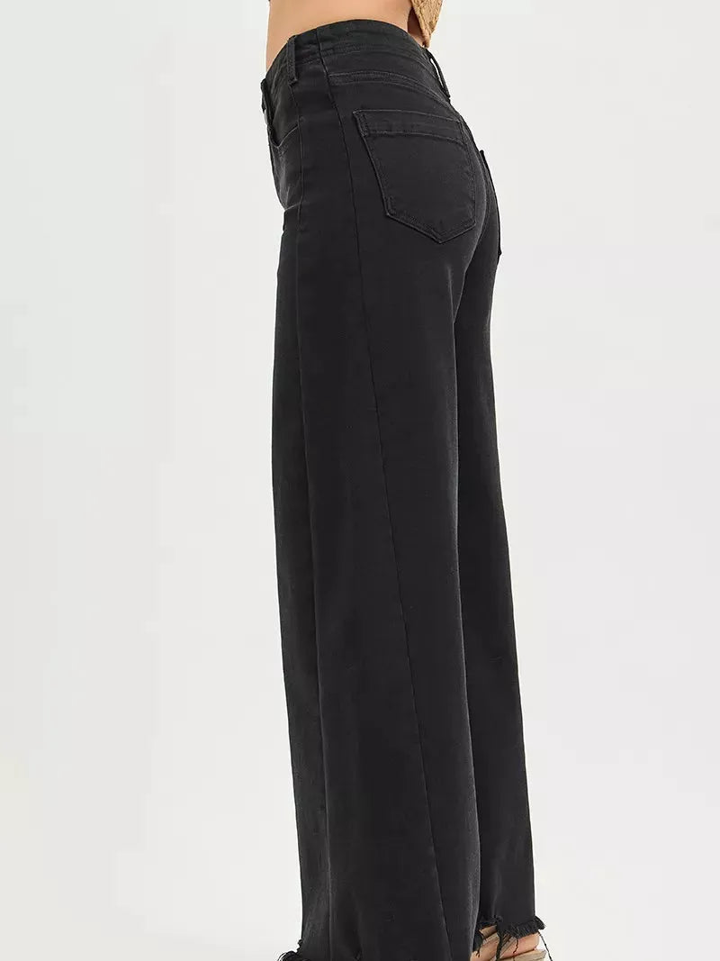 Risen Black Elevation High Rise Wide Leg Ankle Jeans-Women's Jeans-Shop Z & Joxa