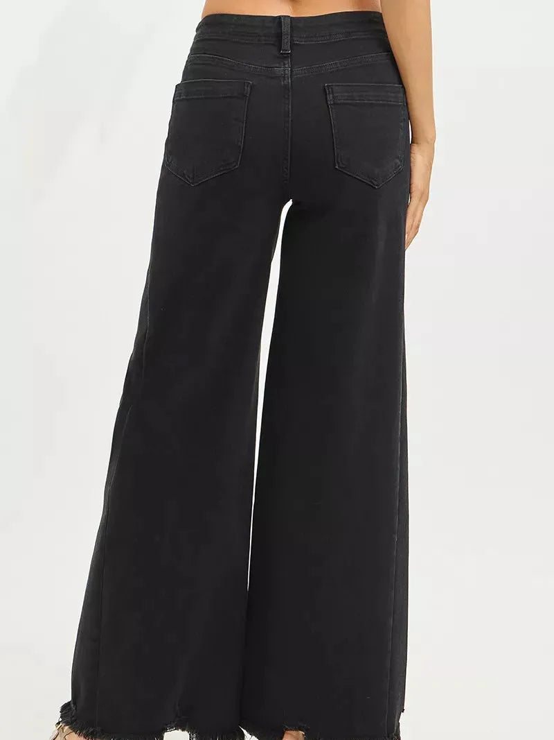 Risen Black Elevation High Rise Wide Leg Ankle Jeans-Women's Jeans-Shop Z & Joxa