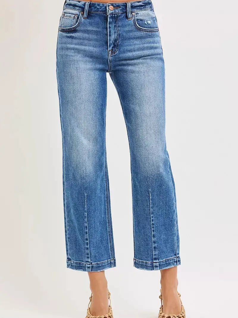Risen Blue Haven High Rise Crop Boyfriend Tapered Jeans-Women's Jeans-Shop Z & Joxa